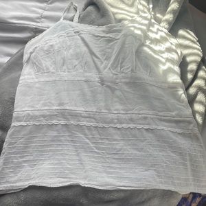 American Eagle White Ruffled Tank Top